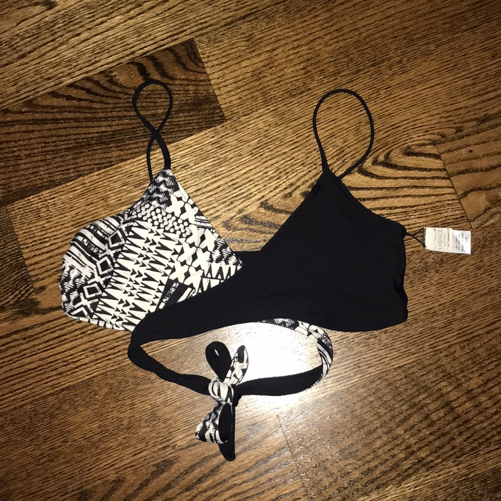 L*Space Black and White Wrap Top